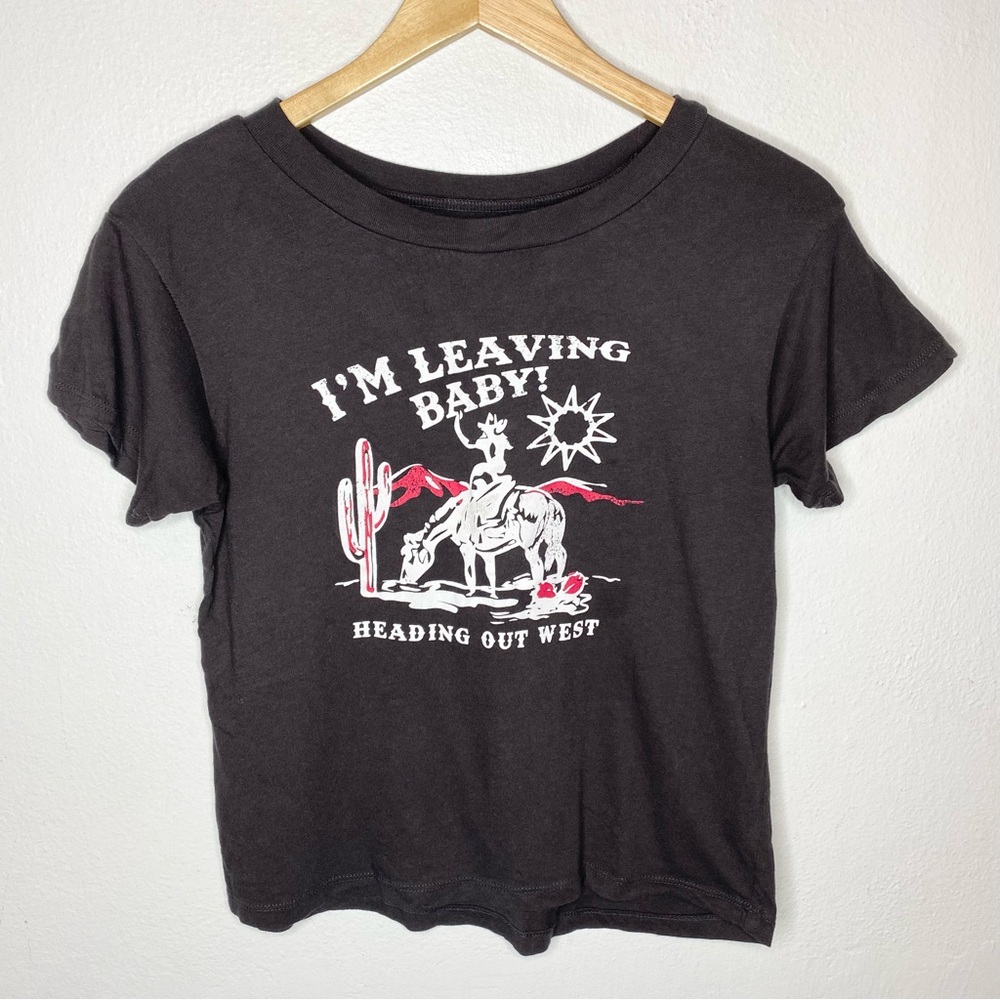 Girl Dangerous Cowboy Leaving Baby Headed Out West Gray T-Shirt